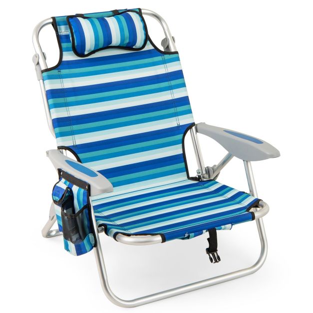 Coast Opvouwbare Strandstoel met Verstelbare Rugleuning en Koelbox Campingstoel - 4 verstelbare rugposities - Lichtgewicht 3,5 kg - Aluminium frame - 150 kg draagvermogen - Opvouwbaar - Blauw