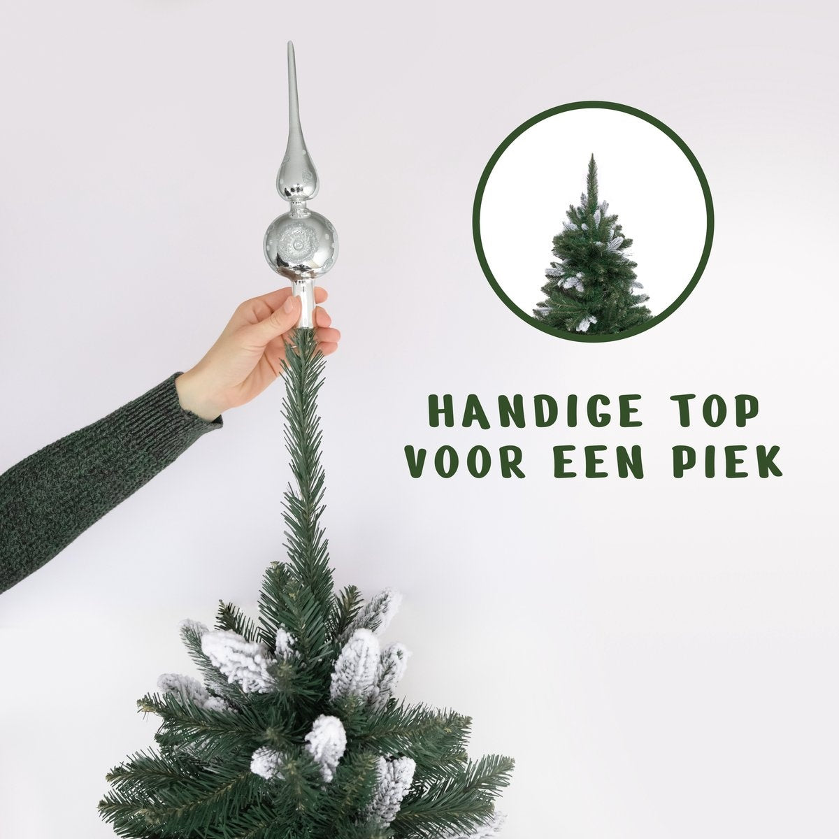 PristinePine Volle Kunstkerstboom met sneeuw 210cm - Stevige kerstboom - Metalen voet - Snel opgezet
