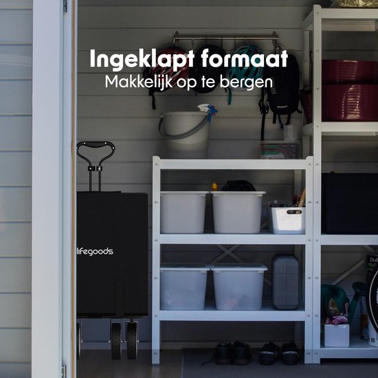 LifeGoods Bolderkar Opvouwbaar - 94L - 70KG Draagkracht - 90x50x58CM - Draaibare wielen - Inklapbare Bolderwagen met Wasbare Hoes - Zwart