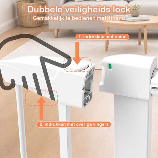Traphekje Zonder Boren – 76 t/m 82 cm – Veiligheidshekje – Klembevestiging - Kinderhekje - Hondenhek - Wit