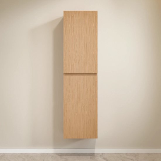 Mirlux Badkamerkast Ruvo - 150cm - Licht Eiken - Hangende Kolomkast met 2 Deuren
