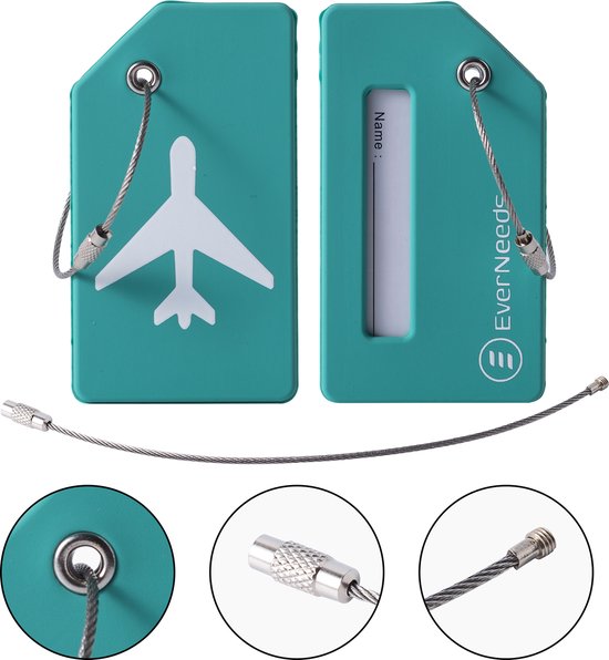 EverNeeds Bagagelabel - Siliconen  - Mint - 5 Stuks - 5x9 cm