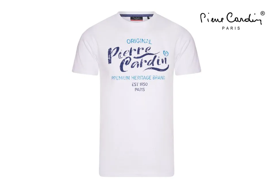 Pierre Cardin Heren T-shirt – 100% Katoen – Marineblauw, Wit, XL. Lichtblauw of Rood
