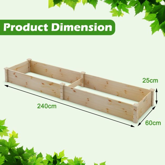 Coast Verhoogd Bloembed - Hout - Open Bodem - Tuin - 240x60x25 cm - Natuur