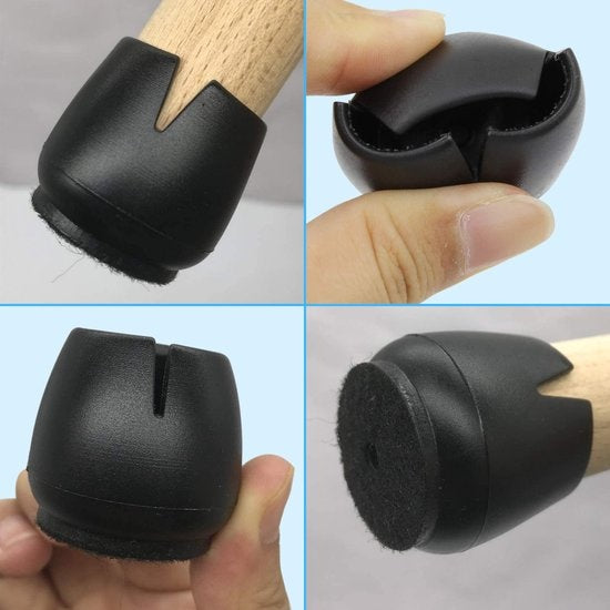 Stoelpoot Beschermers Vloerbeschermer Ø17-21 mm - Stoelpootdoppen Meubeldoppen 24 stuks - Ronde Stoeldoppen Vloerbeschermer Stoelen - Earkings Zwart
