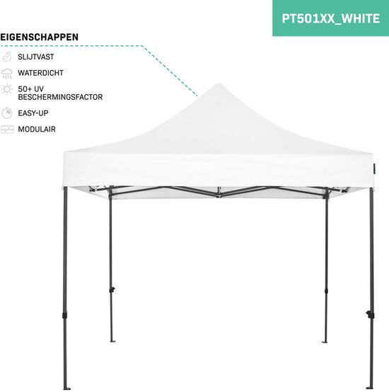 VONROC Partytent - 3x3 m – Premium easy-up Partytent - Modulair Ontwerp – Opvouwbaar – Waterdicht – Stalen Frame - 50+ UV Bescherming - Incl. Opbergtas - Wit