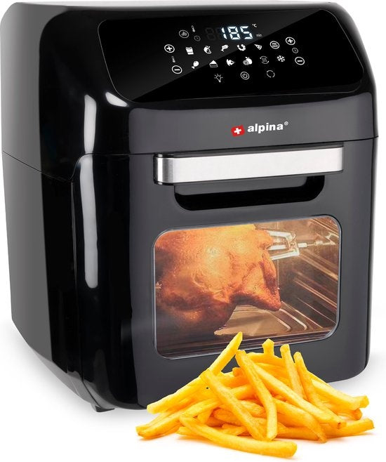 alpina Airfryer Oven 12L - Heteluchtfriteuse 1800W - Heteluchtoven met Bak en Grillfunctie