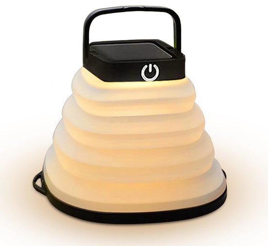 Tech Essentials Solar LED Lantaarn - Opvouwbaar - Zwart - Tentlamp - Led Lamp Oplaadbaar - Kamperen - Nood - Storm - Hanglamp - Zonne Energie