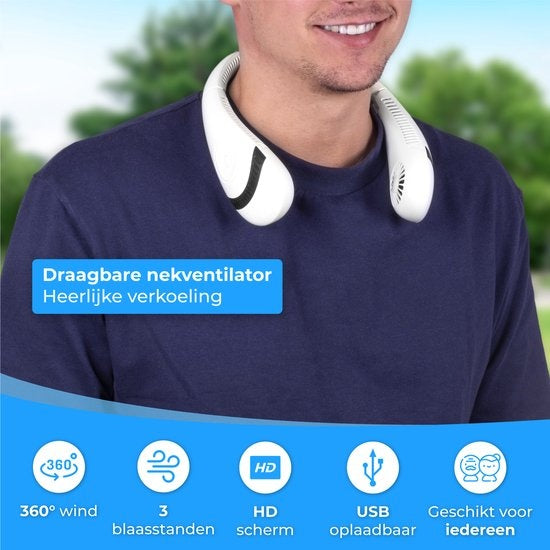 Nuvance - Nek Ventilator - Neck Fan - 3 Standen - Oplaadbare Nekventilator - Gezichtsventilator - Halsventilator