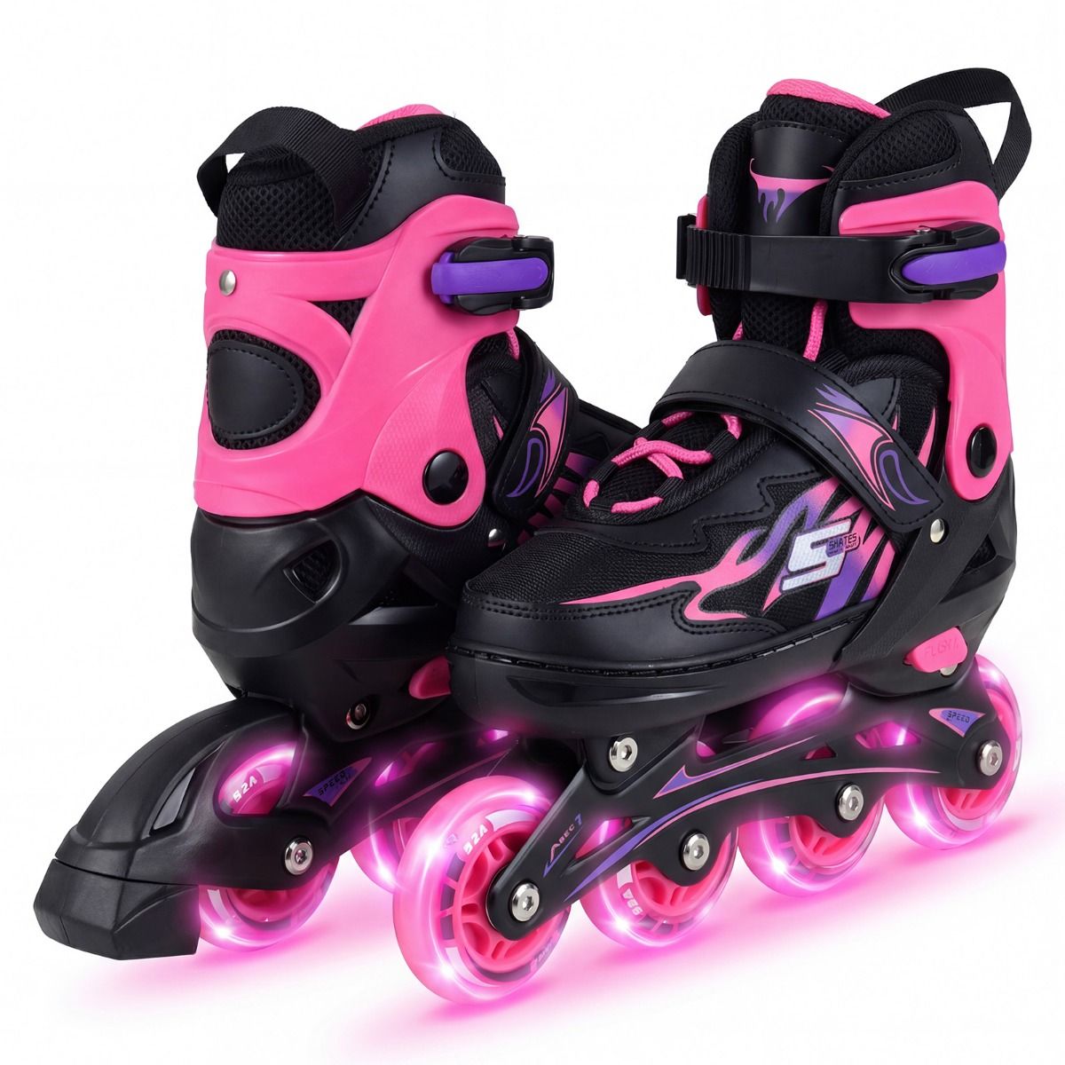 Coast Inlineskates voor kinderen - verstelbaar - lichtgevende wielen - maat 38-41 EU - kleur roze