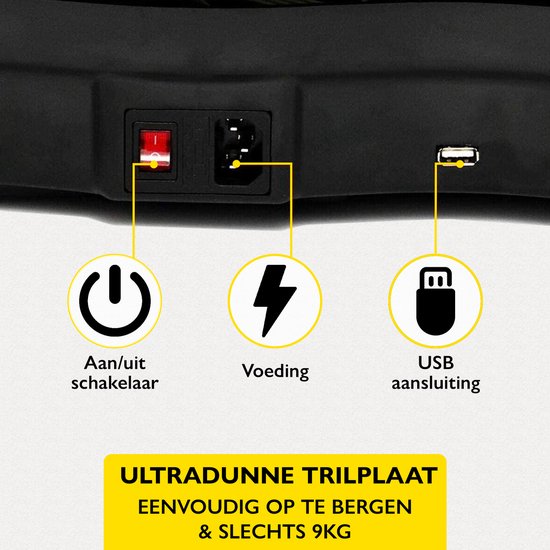 Zoluko Fitness Trilplaat met Bluetooth Functie - Incl. E-book, Weerstandsbanden en Afstandsbediening - LED Display - USB Poort - Antislip Rubber - 5 Trainingsprogramma's - 99 Snelheid Niveaus - Powerplate - Trilplaat Fitness - Zwart