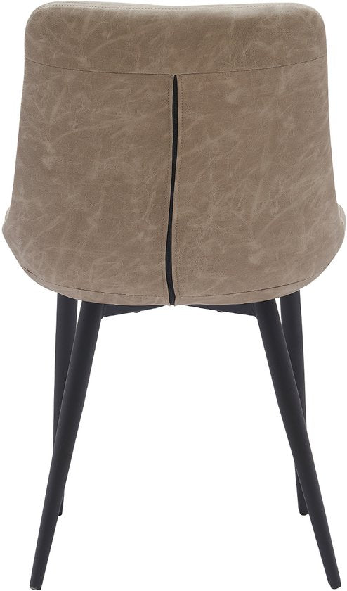 VVD eetkamerstoel - beige - zwart - metalen frame - industrieel - set van 2
