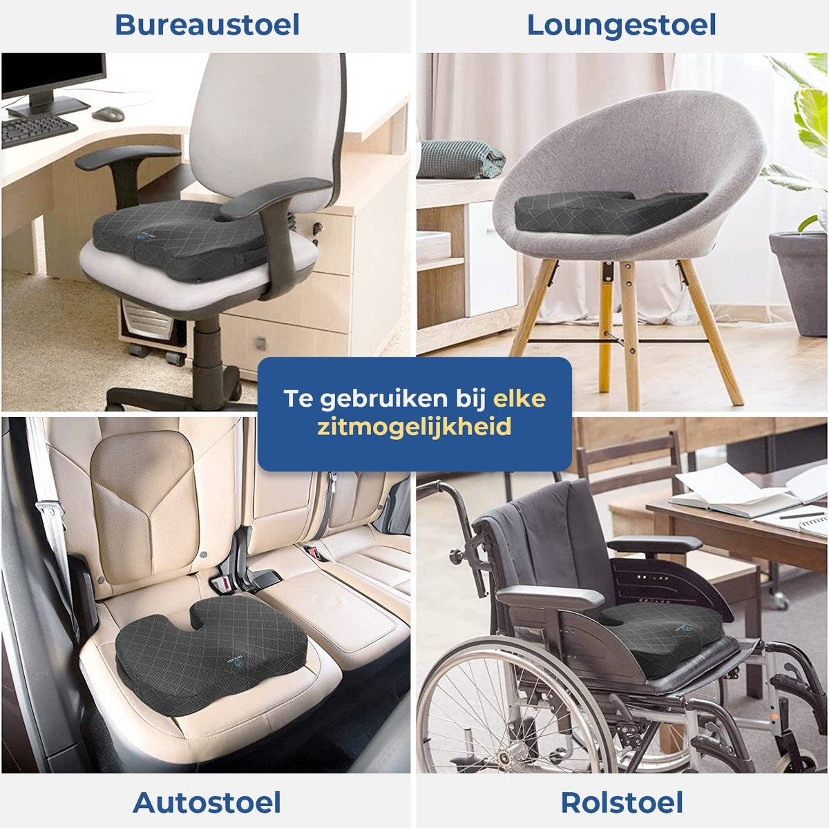 SafeLife Zitkussen orthopedisch & ergonomisch - stuitkussen - wigkussen - ergonomisch zitkussen