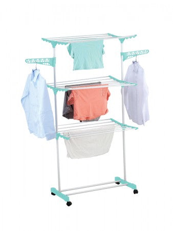 Droogrek met 3 Planken en Ophangstangen - Metaal en Kunststof - Max. 15 kg