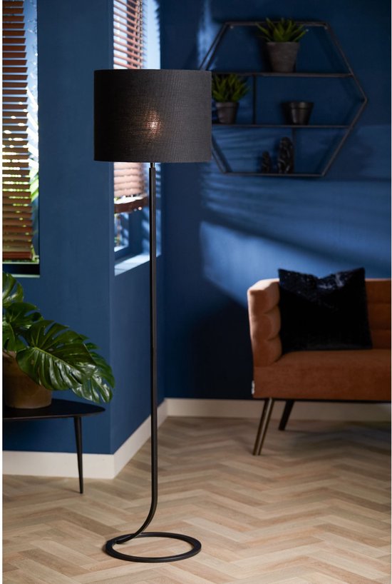Light & Living Cilinder lampenkap Livigno - Zwart - Ø40x30cm - Modern