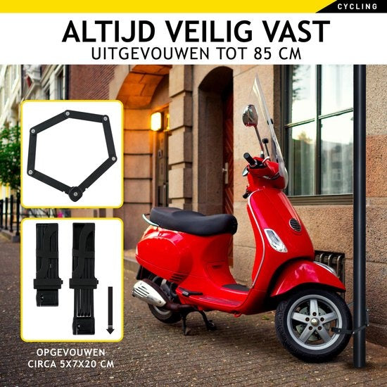DUNLOP Fietsslot Frame - Scooterslot - Opvouwbaar Slot - Frameslot met 3 Sleutels