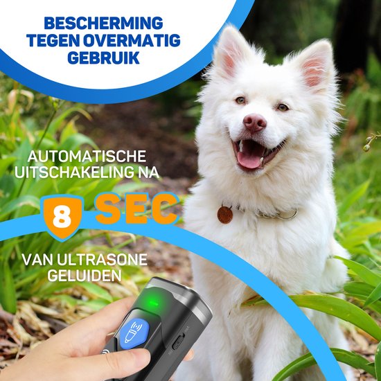Vulpes Goods® Ultrasone Anti Blaf Apparaat – 4-in-1 Anti Blaf Apparaat Max - Zonder Schok - alternatief Anti Blafband - voor Kleine & Grote Honden - Audio - Flashlight - Zaklamp - USB-Oplaadbaar