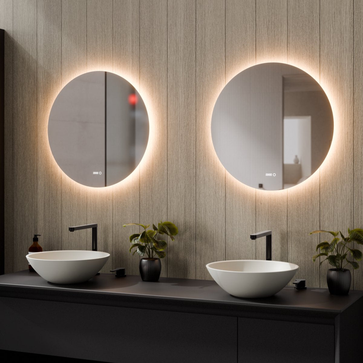 Beloura Badkamerspiegel met Verlichting - Ronde Badkamer Spiegel - Verwarming - Klok - LED - 60 cm