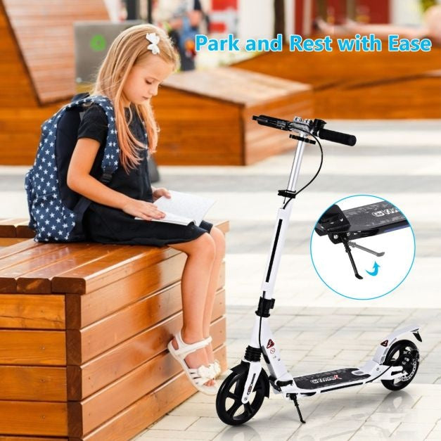 Coast kick scooter met de bel en ondersteuning van riem scooter scooter rolhoogte verstelbare scooter opvouwbaar wit wit