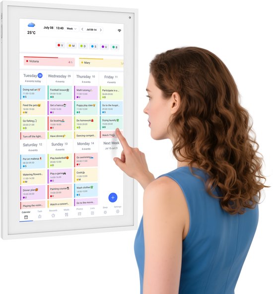 TABWEE P15 15,6" Digitale fotolijst Met Touchscreen – 1080P Full HD Slimme Gezinsplanner-Digitale Fotolijst & Takenlijst, Interactief Haarddisplay – Wand- en Bureaumontage Voor Naadloze Planning
