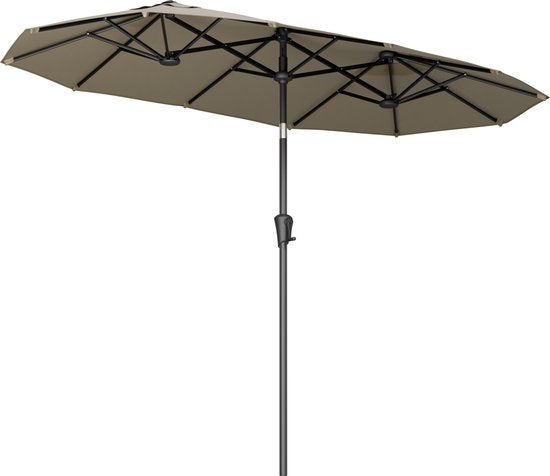 LifeGoods Dubbele Parasol - Tuin - 160x300cm - tot 8 Personen - Waterdicht - UPF50+ - Taupe