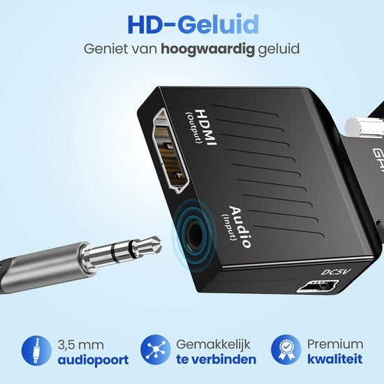 Garpex® VGA naar HDMI Adapter - 1080p Full HD - Analoog naar Digitaal - Universele Converter