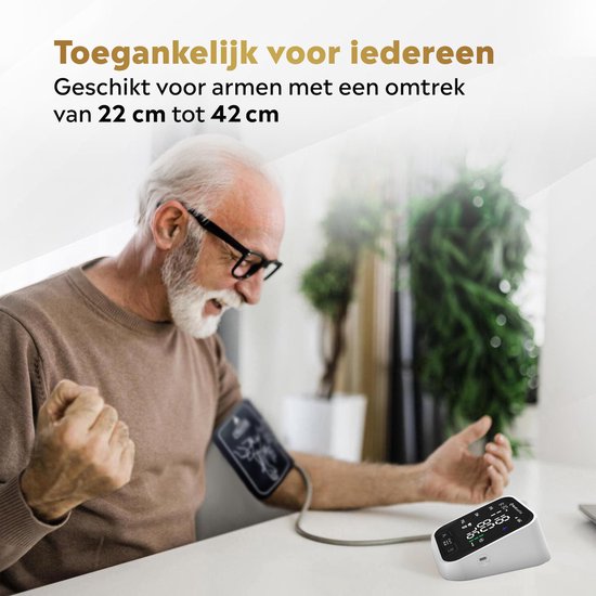 MostEssential Premium Bloeddrukmeter Bovenarm - Hartslagmeter - 398 Metingen Geheugen - Inclusief USB-C Kabel - 30S
