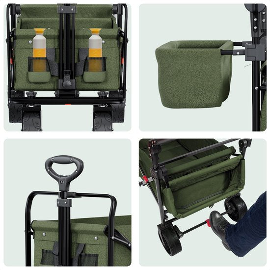 LifeGoods Bolderkar - Opvouwbaar - Tot 120KG - 90L - Wasbaar Polyester - 120x80cm - Groen