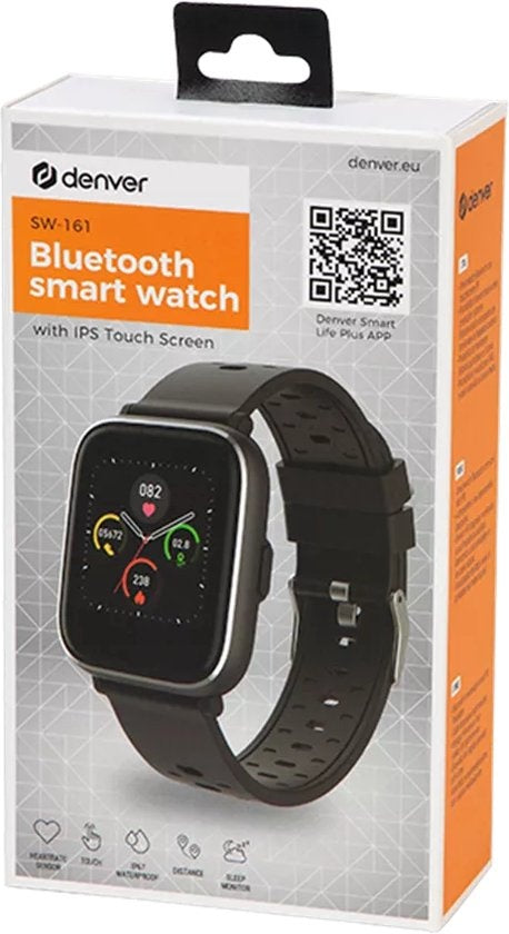 Denver Smartwatch met Stappenteller - Sporthorloge met Hartslagmeter en Slaap Activity Tracker - SW161 - Zwart