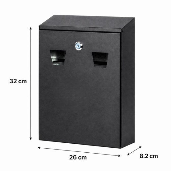 Ceruzo Wandasbak Zwart – Groot – Slot – Buiten Asbak – 32 x 26 x 8.5 cm