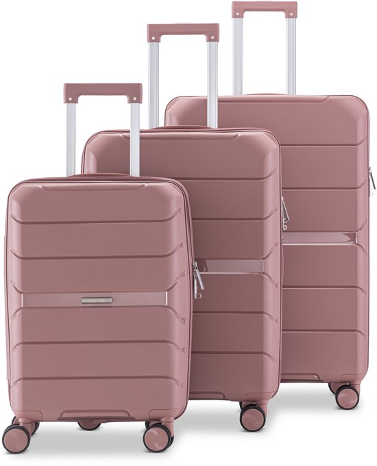 SC Urban Adventurer Kofferset Driedelig – Voorzien Van Cijferslot En Spinner Wielen En Verstelbare Handvatten – Voor Handbagage En Ruimbagage – Roze Kunststof – Tweehonderdtweeëndertig Liter