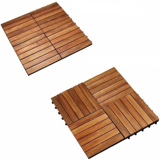 Terrastegels, acaciahout, set van 11, 30 x 30, tuintegels, balkontegels