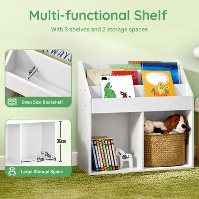 SoBuy Kinderboekenkast met Opbergvakken - 73 x 30 x 80 cm - Wit