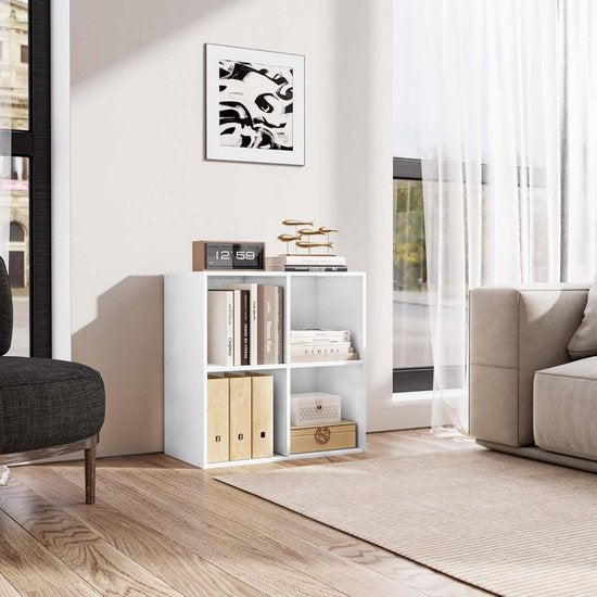 Vakkenkast boekenkast - 70 x 70 x 34 cm - 4 vakken - wit - multifunctioneel