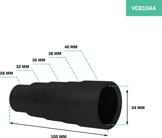 VONROC Stofzuigeradapter / Universele adapter voor afzuigpoorten van 26-40mm – Voor elektrisch gereedschap – 3 stuks