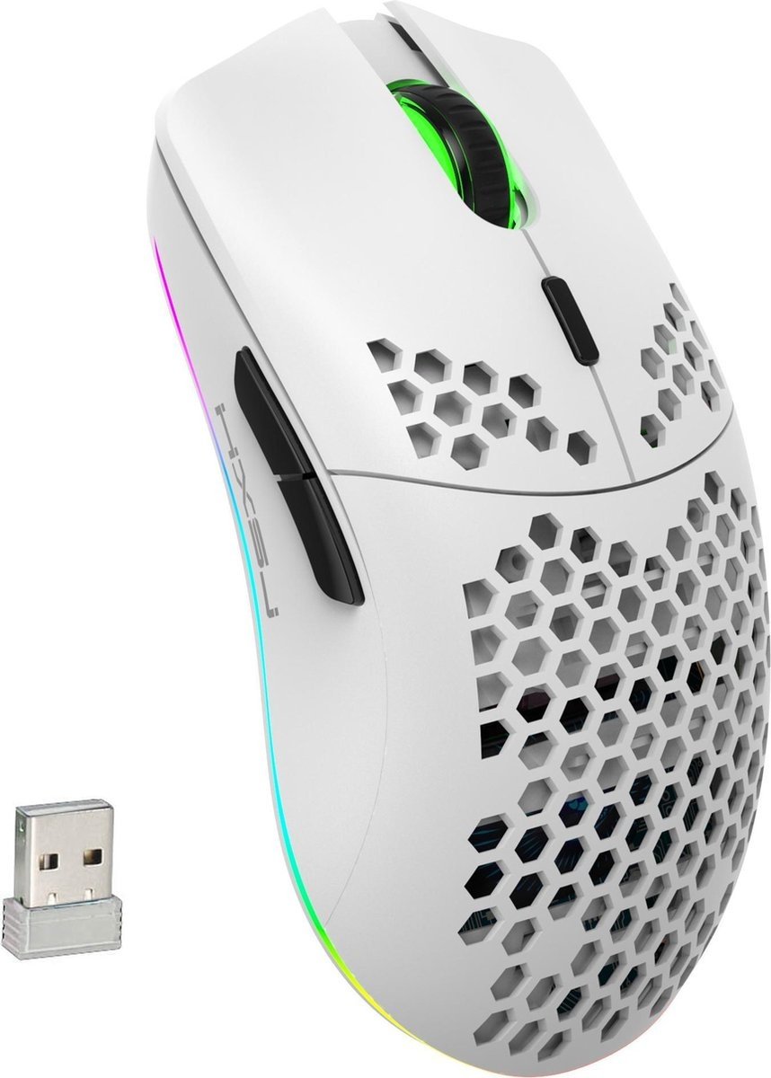 HXSJ T66 2.4G Draadloze Gaming Muis - Compact - RGB Verlichting - Wit