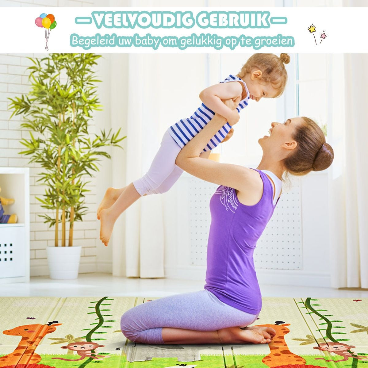 Coast Baby Kruipmat Speelmat Opvouwbare Babymat Dubbelzijdige Speelmat Groen