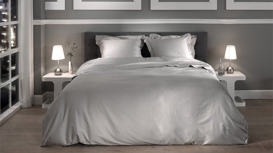 Heckettlane Dekbedovertrek Punto - Bedlinnen met Stippen - 260x200-220 cm - Lits-Jumeaux XL - Grijs - Dekbedovertrek van 100% Katoen-Satijn