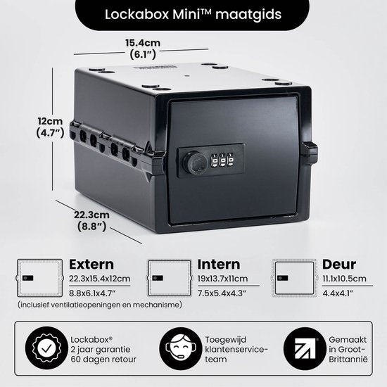 Lockabox Mini™ Opbergbox met Cijferslot – Afsluitbare Medicijnkast – Polycarbonaat Kluis – Koelkast en Diepvries Proof – 3 Liter – 22,3 x 15,4 x 12 cm