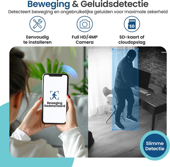 Gologi Draadloze Beveiligingscamera voor Buiten en Binnen - Bewakingscamera met Accu 5200 mAh - USB-C Oplaadbaar - Nightvision - Bewegingsdetectie - Magnetische Montage - 5MP HD Camera WiFi met App - Security Camera - Zwart