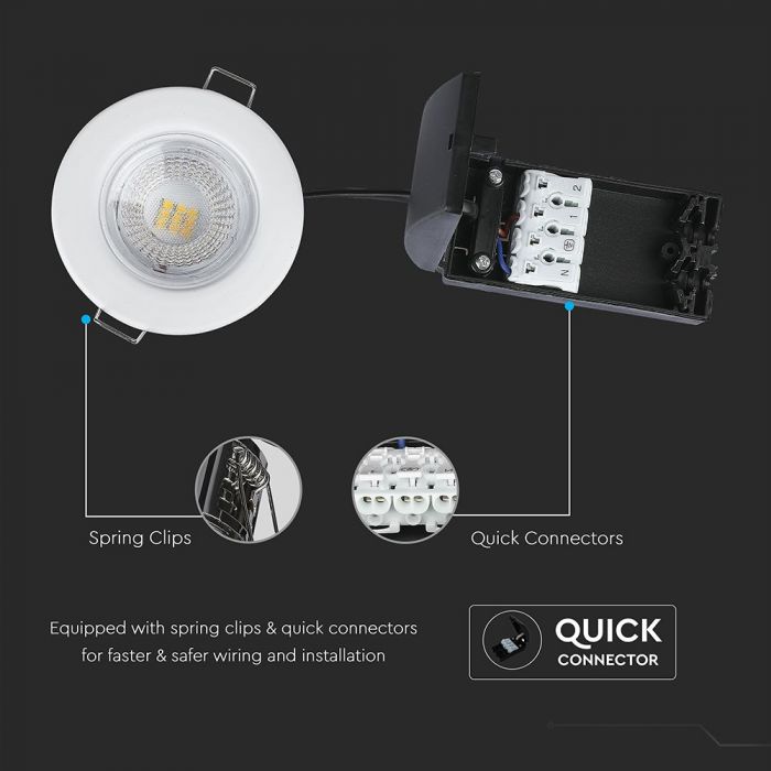 5W inbouwspot, brandveilig / SAMSUNG-chip / Kleur: 4000K / Wit / Verpakking: 10 stuks.