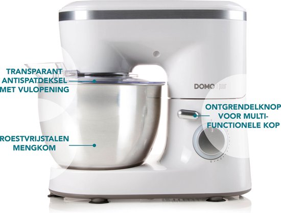DOMO DO9175KR - Keukenmachine PUUR - 4L - Wit