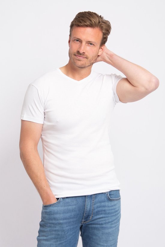Alan Red - Vermont T-shirt V-hals Wit 3-pack - Heren - Maat XL - Regular-fit