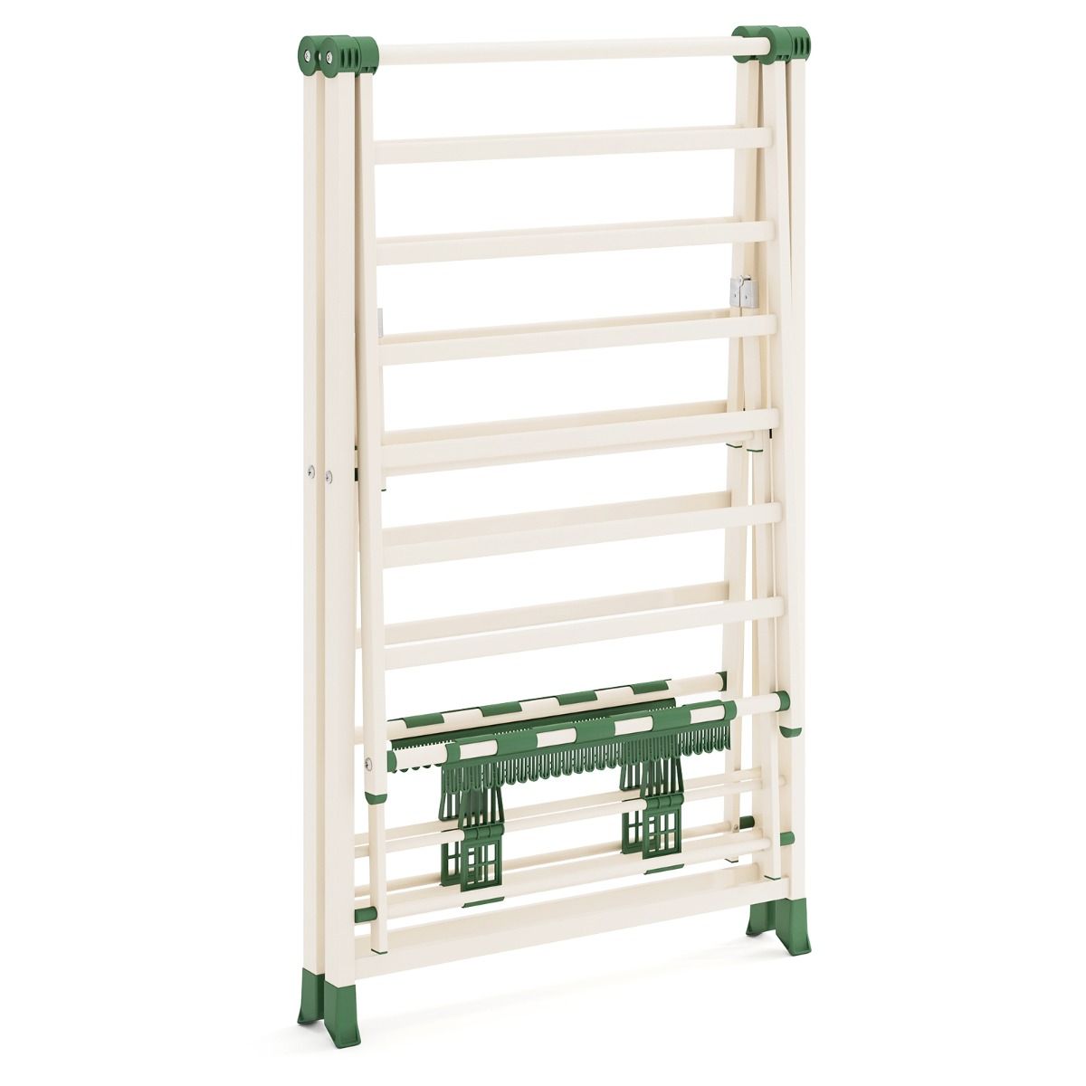 Coast Opvouwbaar Droogrek - verstelbare vleugels - sokkenclips en schoenenrekken - wit/beige 163 cm