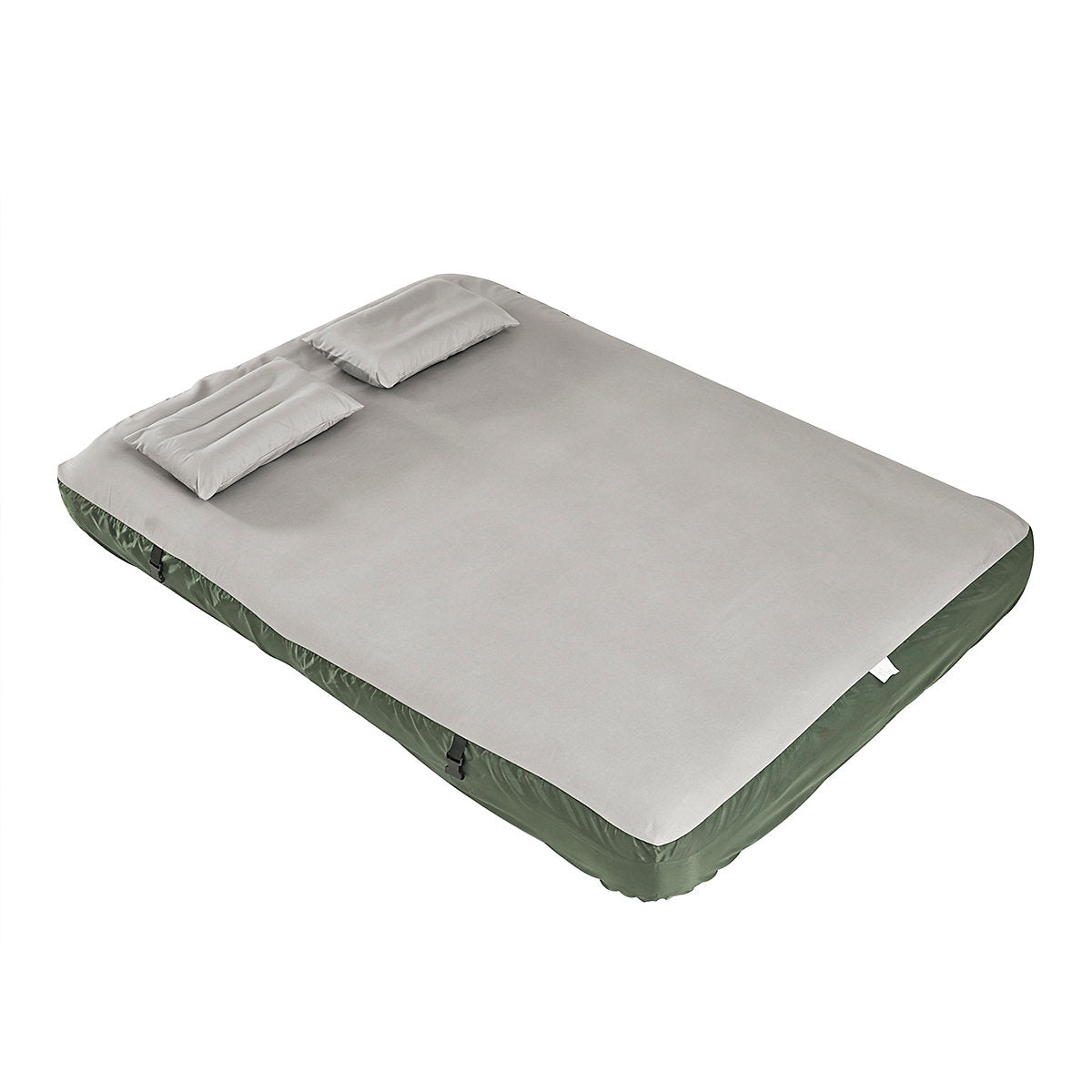 SoBuy Opblaasbaar Luchtbed 191 x 137 x 22 cm - Geïntegreerde Kussens - 150 kg - Grijs/Donkergroen