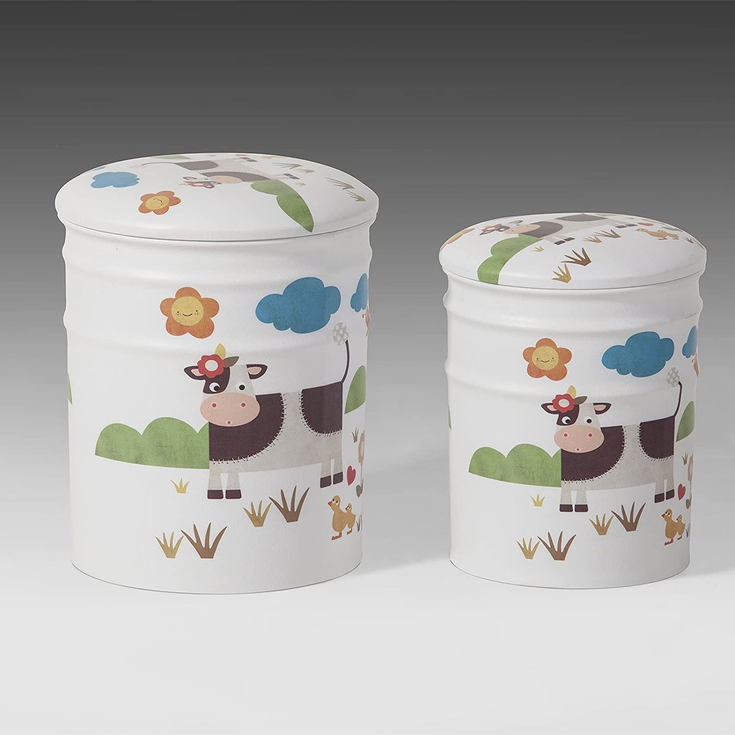 SoBuy Panca Opbergkrukken Set van 2 – Gestoffeerd – 37 x 30 x 30 cm