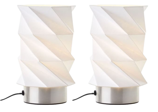 2x Brilliant Paperfold Tafellamp – Wit/Eisen – 22 cm Hoog, 13,5 cm Diameter