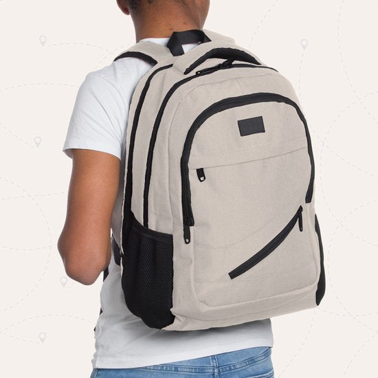 TRVLMORE Rugzak met Levenslange - Rugtas met 17 Inch Laptopvak - Schooltas - Spatwaterdicht - Heren en Dames - Jongens en Meisjes - 36L - Champagne