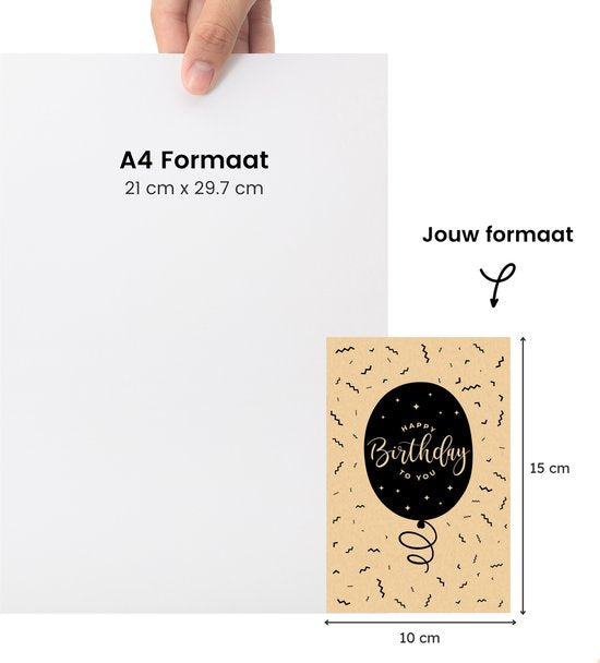 Partizzle 36x Duurzame Verjaardagskaarten met Envelop Set - Ansichtkaarten Versturen - Leuke Kraft Verjaardag Kaarten - Volwassenen - 15x10 cm