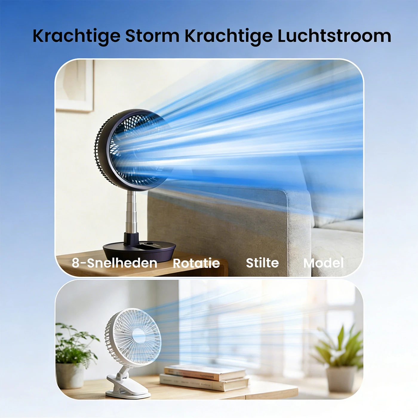 Airmate Opvouwbare Luchtcirculator Ventilator - Stil 32 dB - DC Motor - Afstandsbediening - 280x280x215 mm
